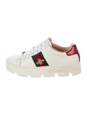 Gucci Web Accent Leather Sneakers