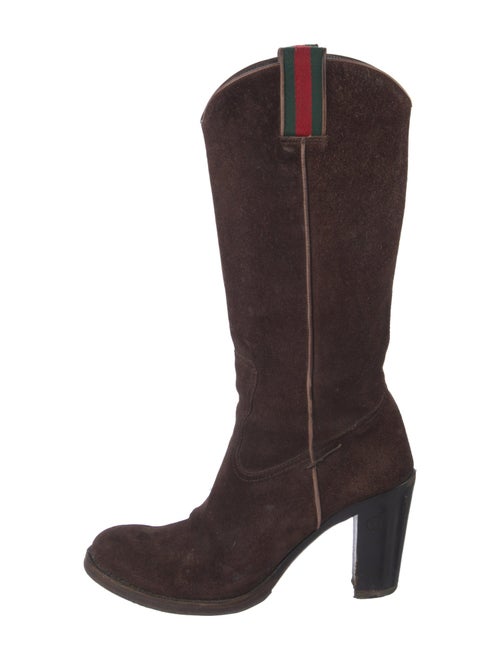 Gucci Web Accent Suede Western Boots
