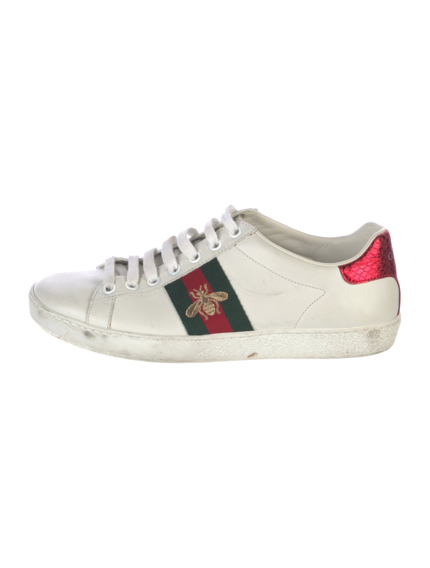 Gucci Web Accent Leather Sneakers