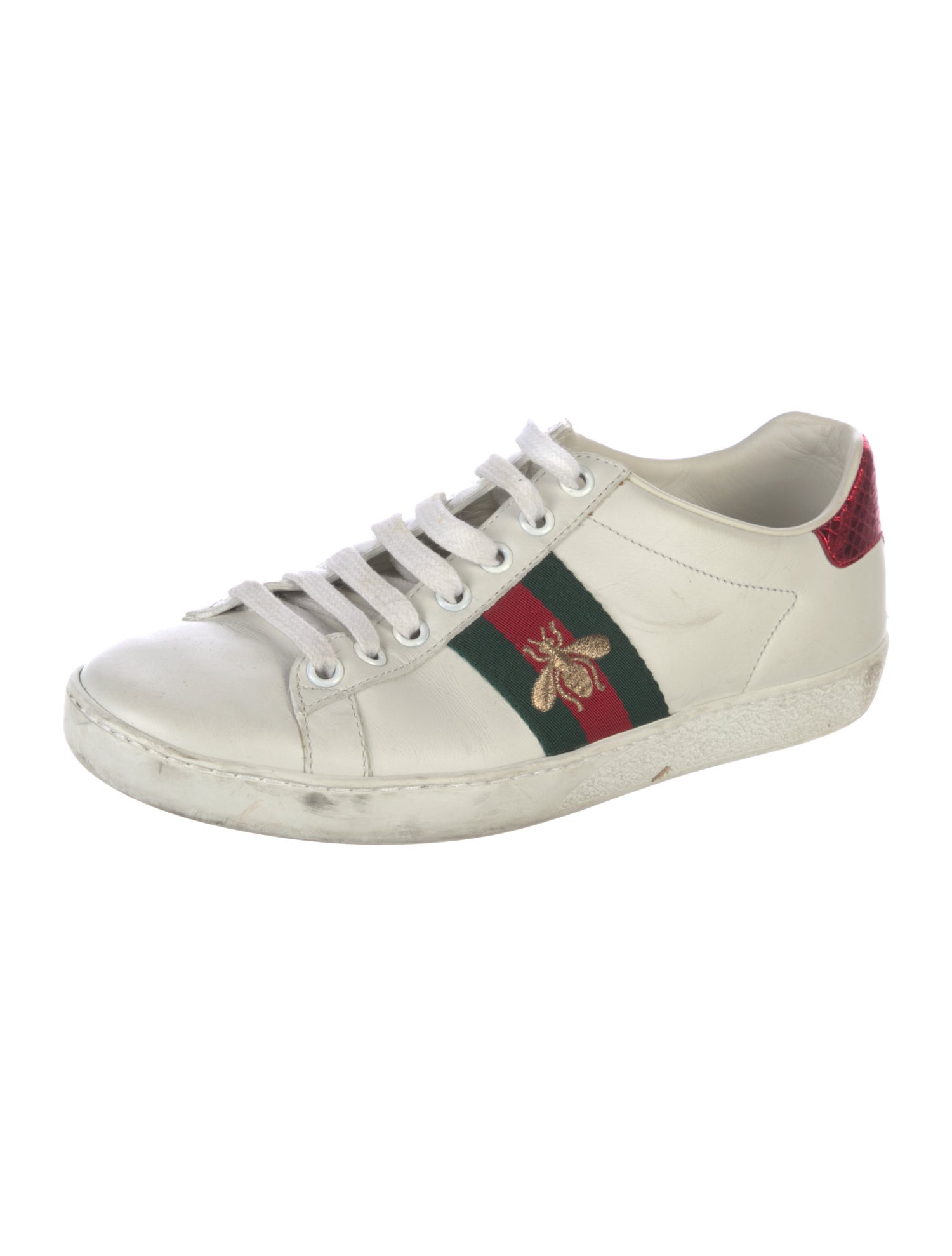 Gucci Web Accent Leather Sneakers