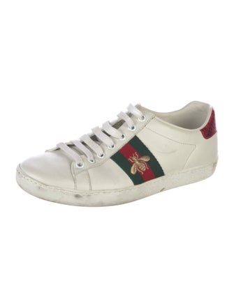 Gucci Web Accent Leather Sneakers
