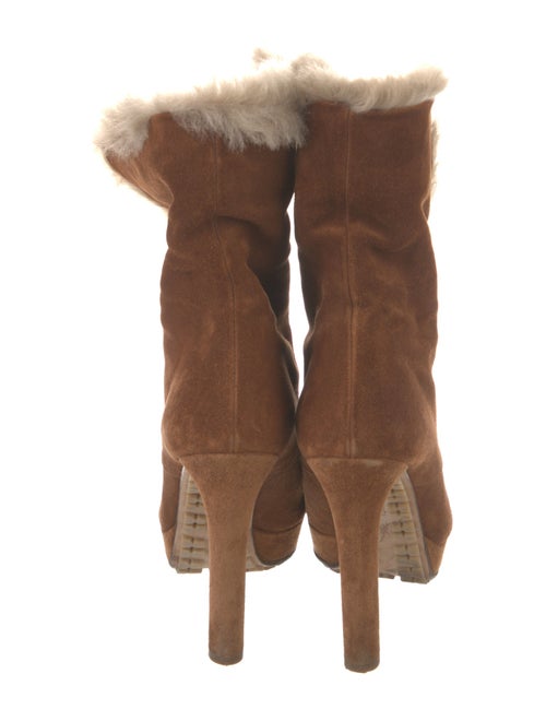 Gucci Suede Colorblock Pattern Lace-Up Boots