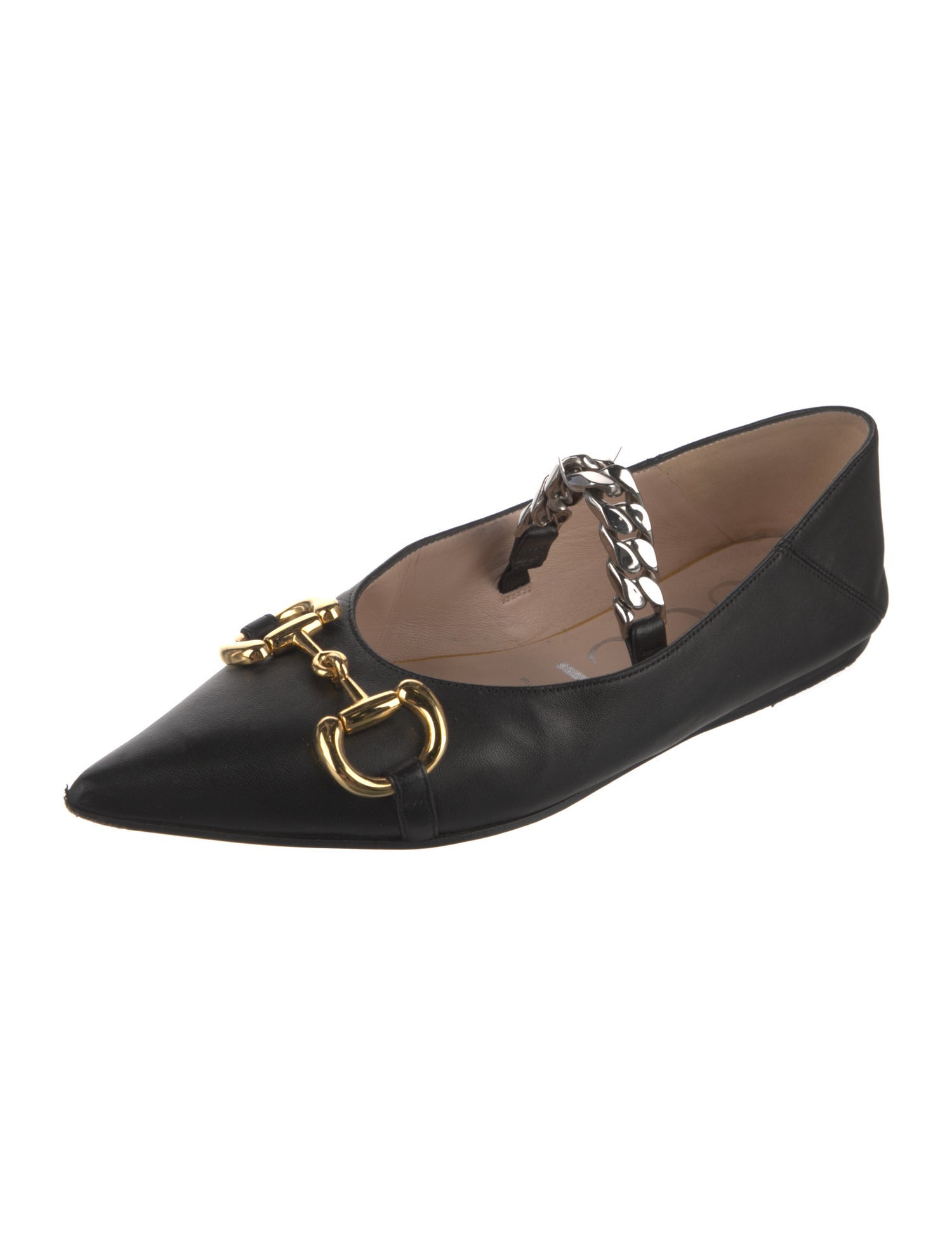 Gucci Horsebit Accent Leather Ballet Flats