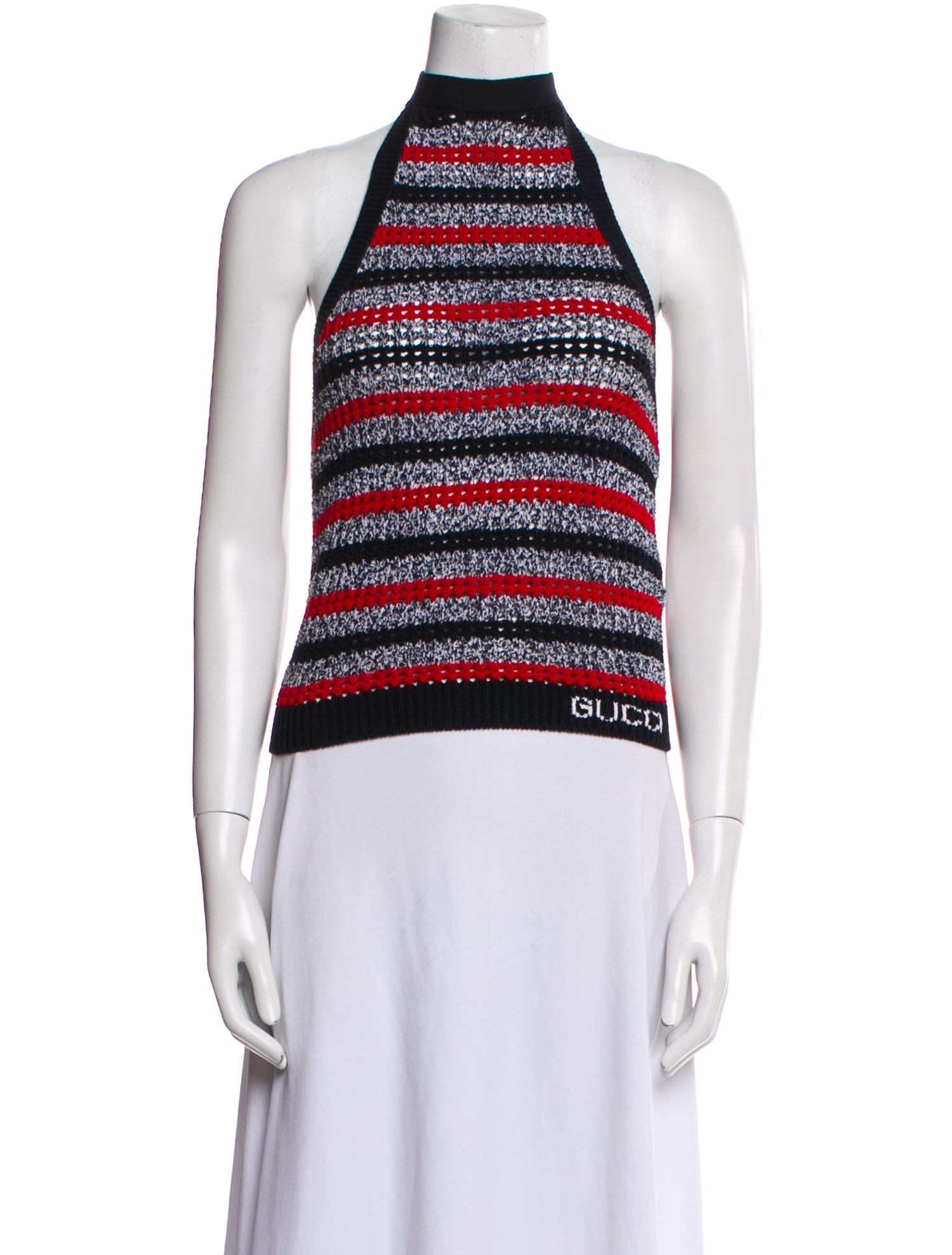 Gucci Striped Halterneck Crop Top