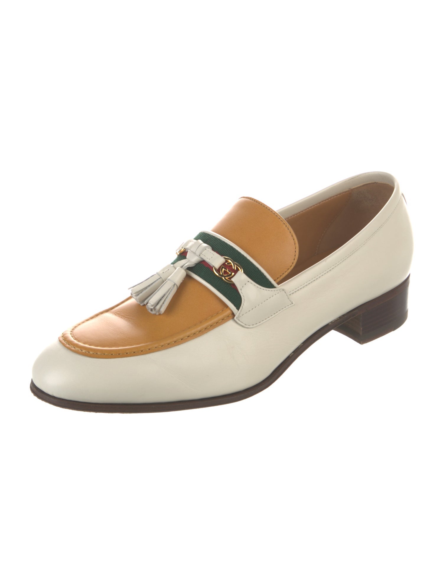 Gucci Web Accent Leather Dress Loafers