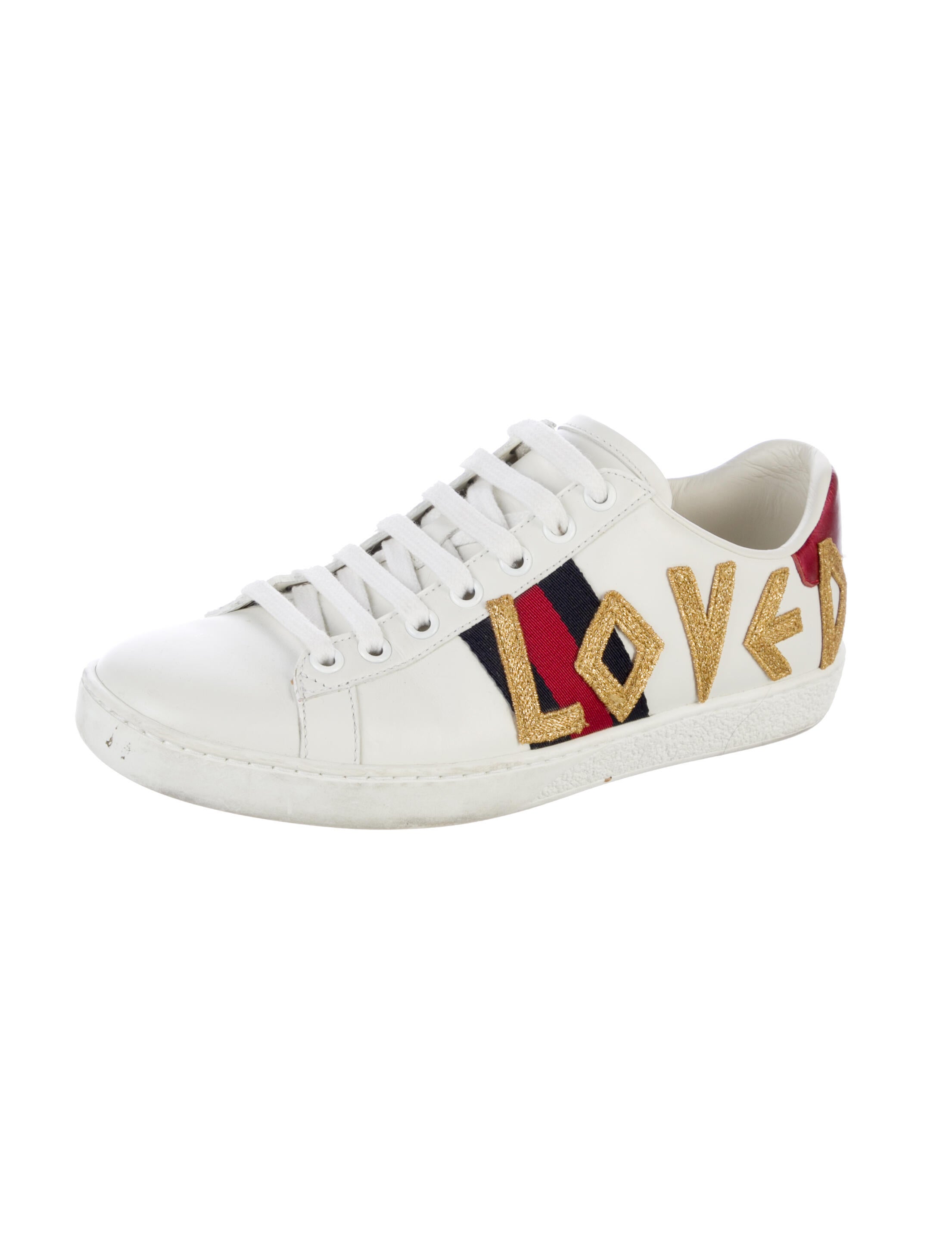 Gucci Web Accent Leather Sneakers