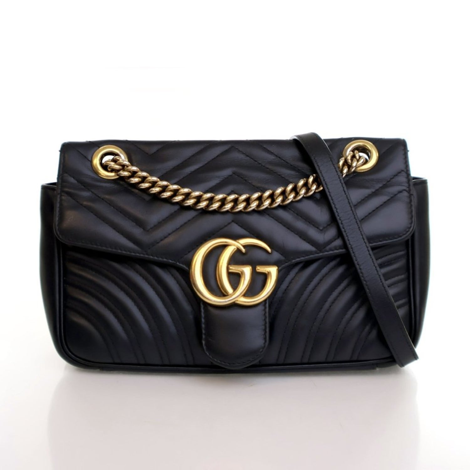 Gucci Calf Leather Marmont Flap Bag Medium