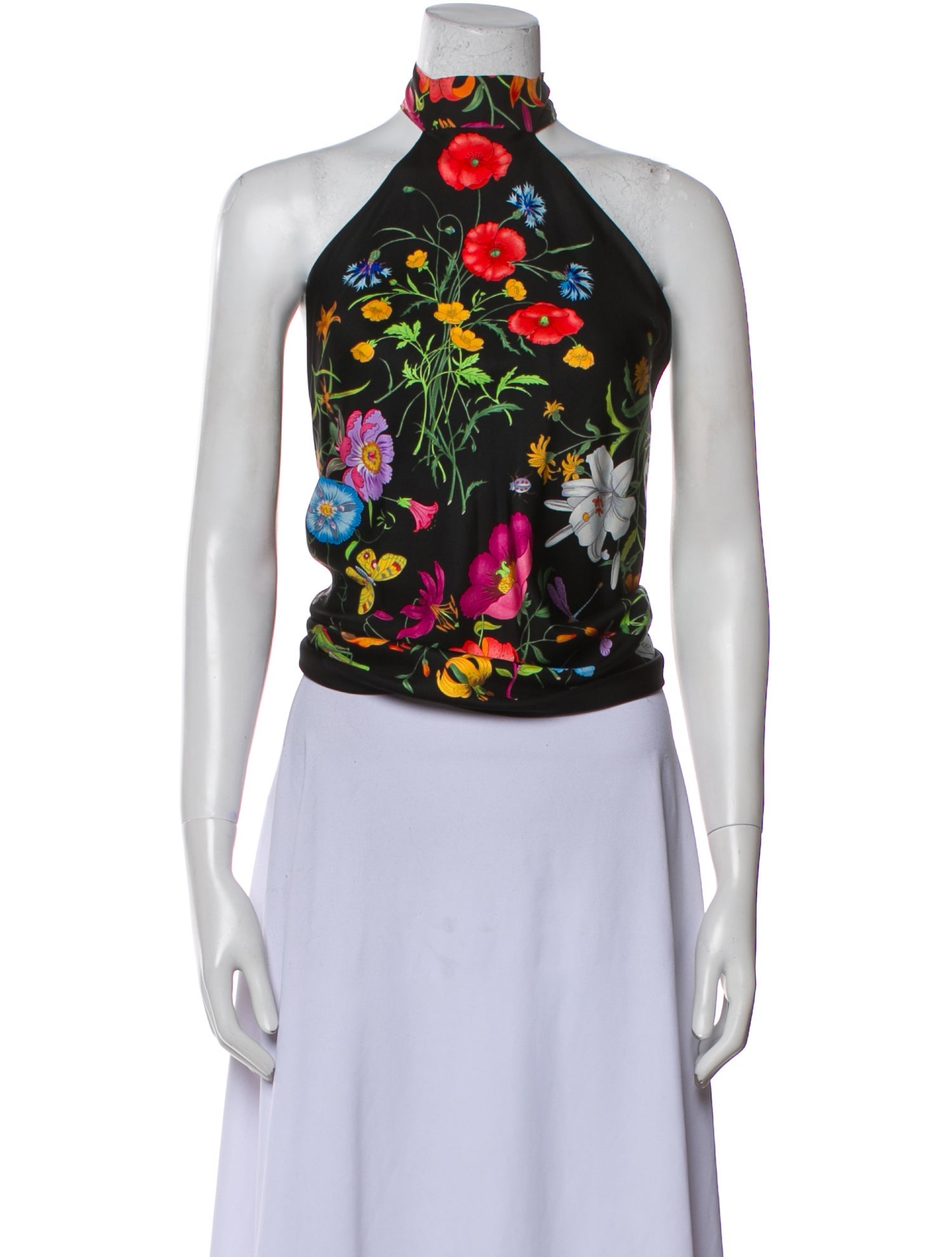 Gucci Floral Print Halterneck Crop Top
