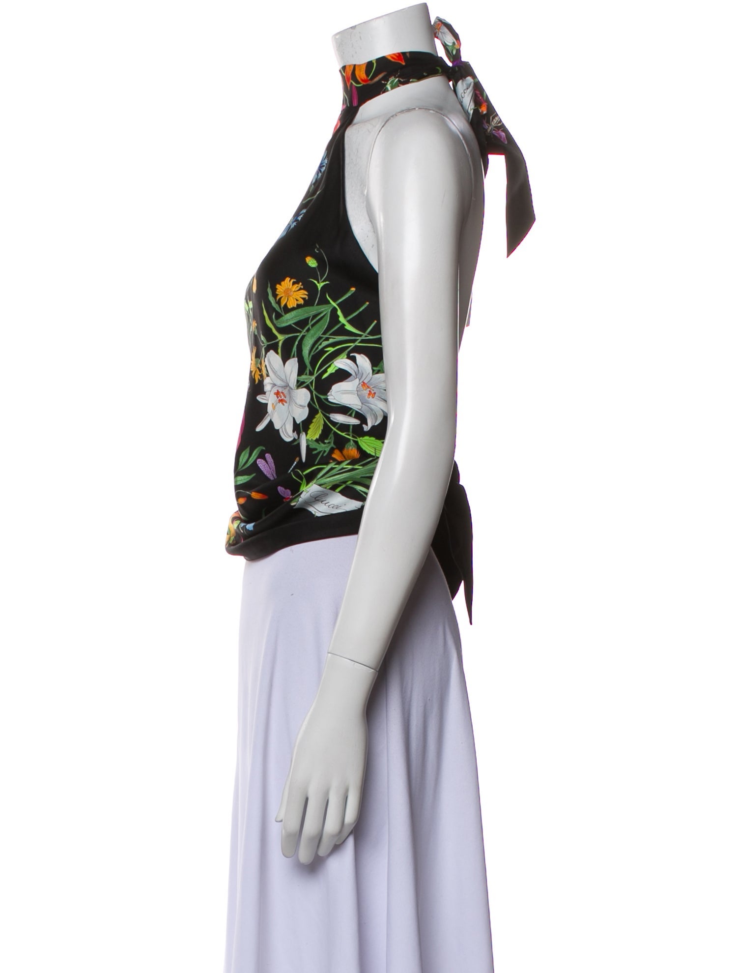 Gucci Floral Print Halterneck Crop Top