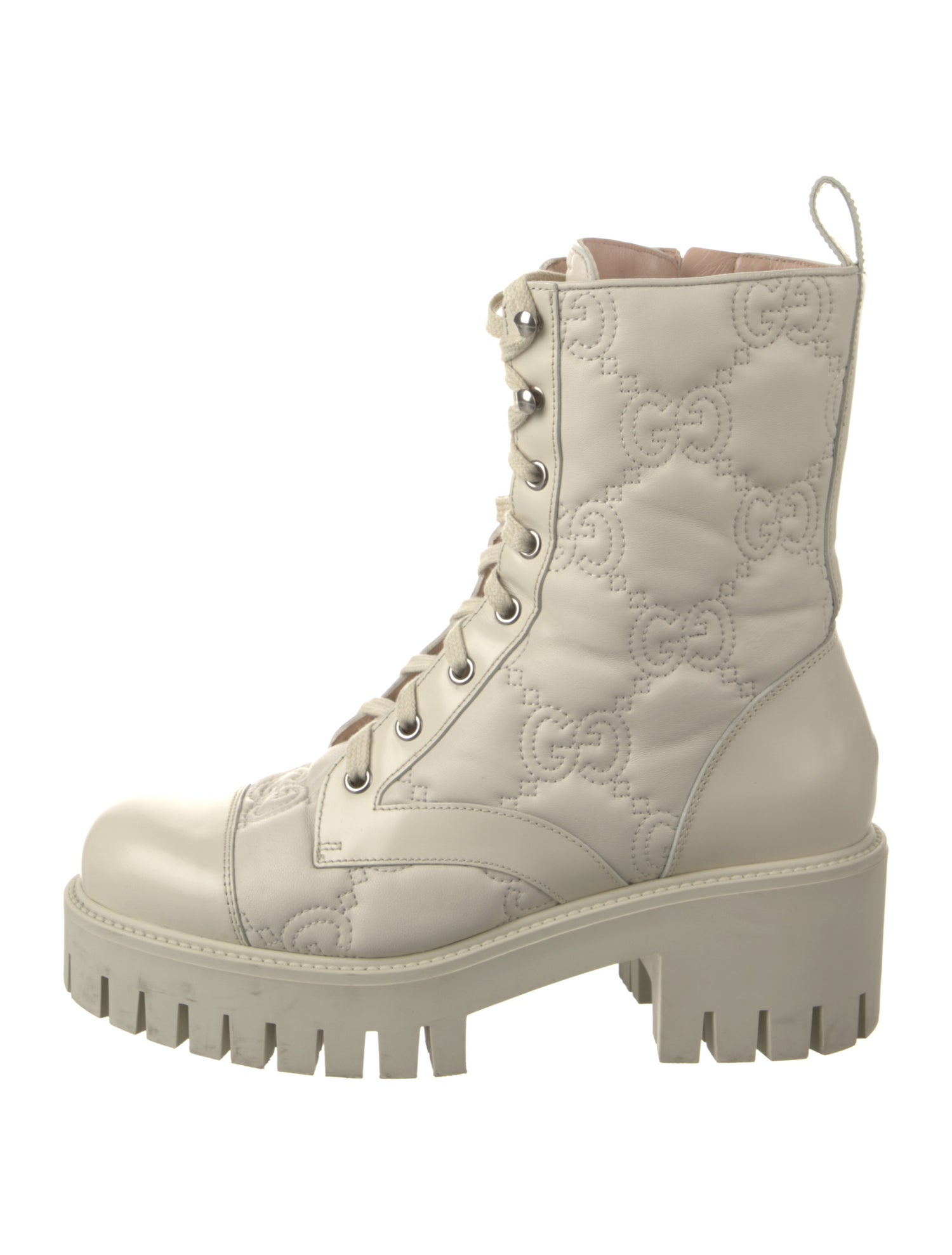 Gucci GG Signature Leather Combat Boots