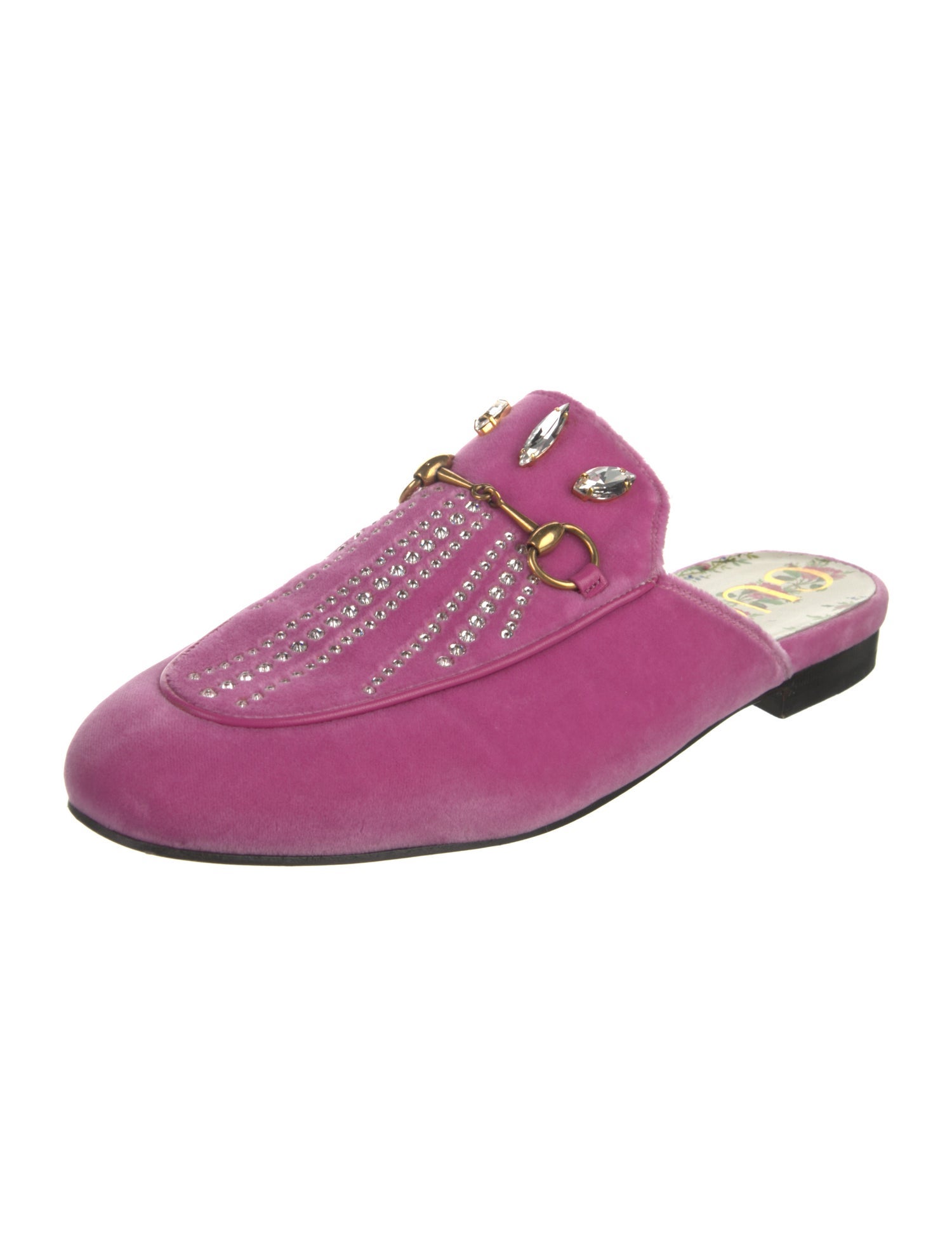 Gucci Velvet Crystal Embellishments Mules