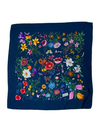 Gucci Silk Floral Print Scarf