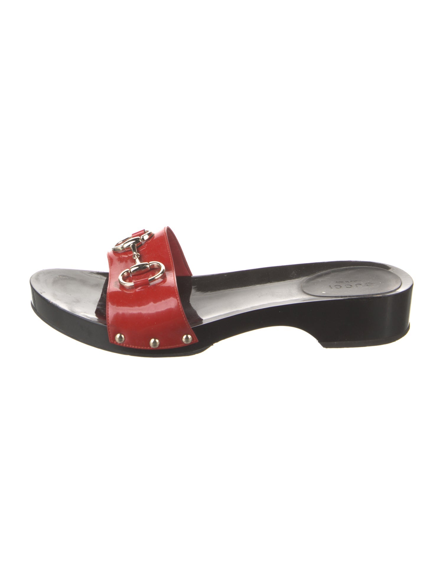 Gucci Horsebit Accent Patent Leather Slides