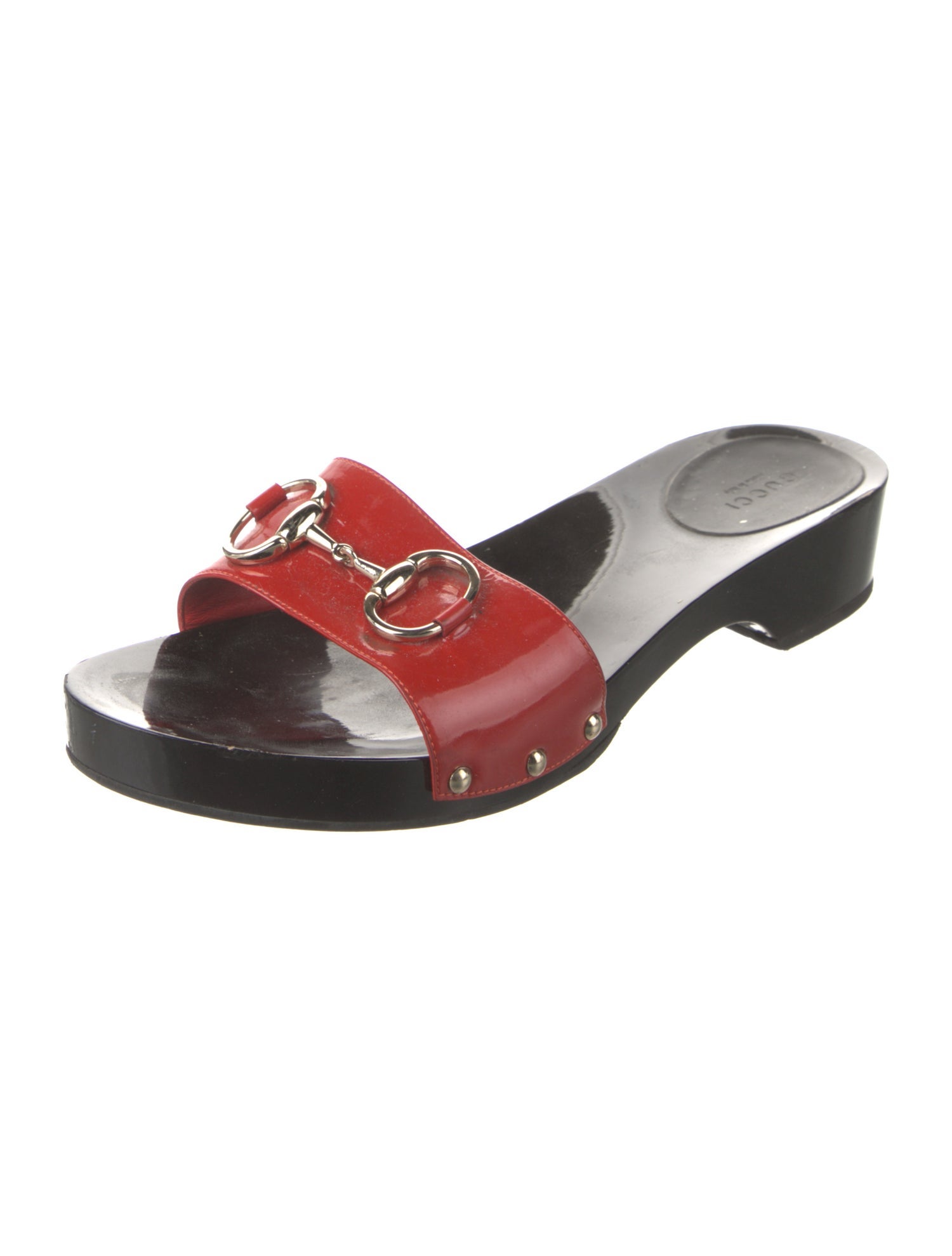 Gucci Horsebit Accent Patent Leather Slides