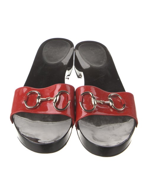 Gucci Horsebit Accent Patent Leather Slides