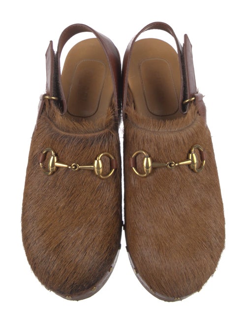 Gucci Horsebit Accent Ponyhair Slingback Pumps