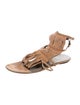 Gucci Suede Fringe Trim Accent Gladiator Sandals