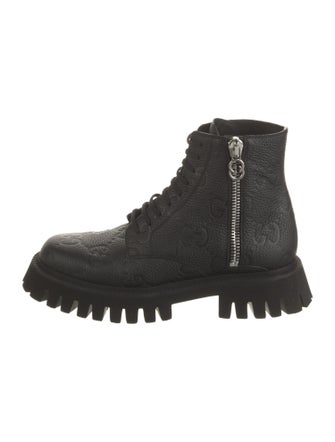 Gucci Interlocking G Logo Leather Combat Boots