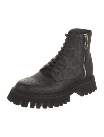 Gucci Interlocking G Logo Leather Combat Boots