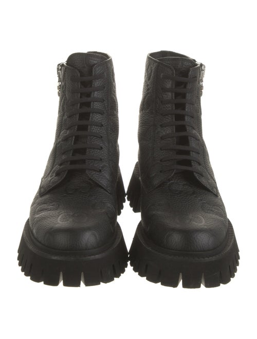 Gucci Interlocking G Logo Leather Combat Boots