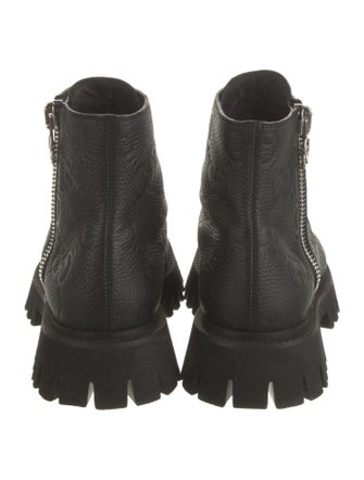 Gucci Interlocking G Logo Leather Combat Boots