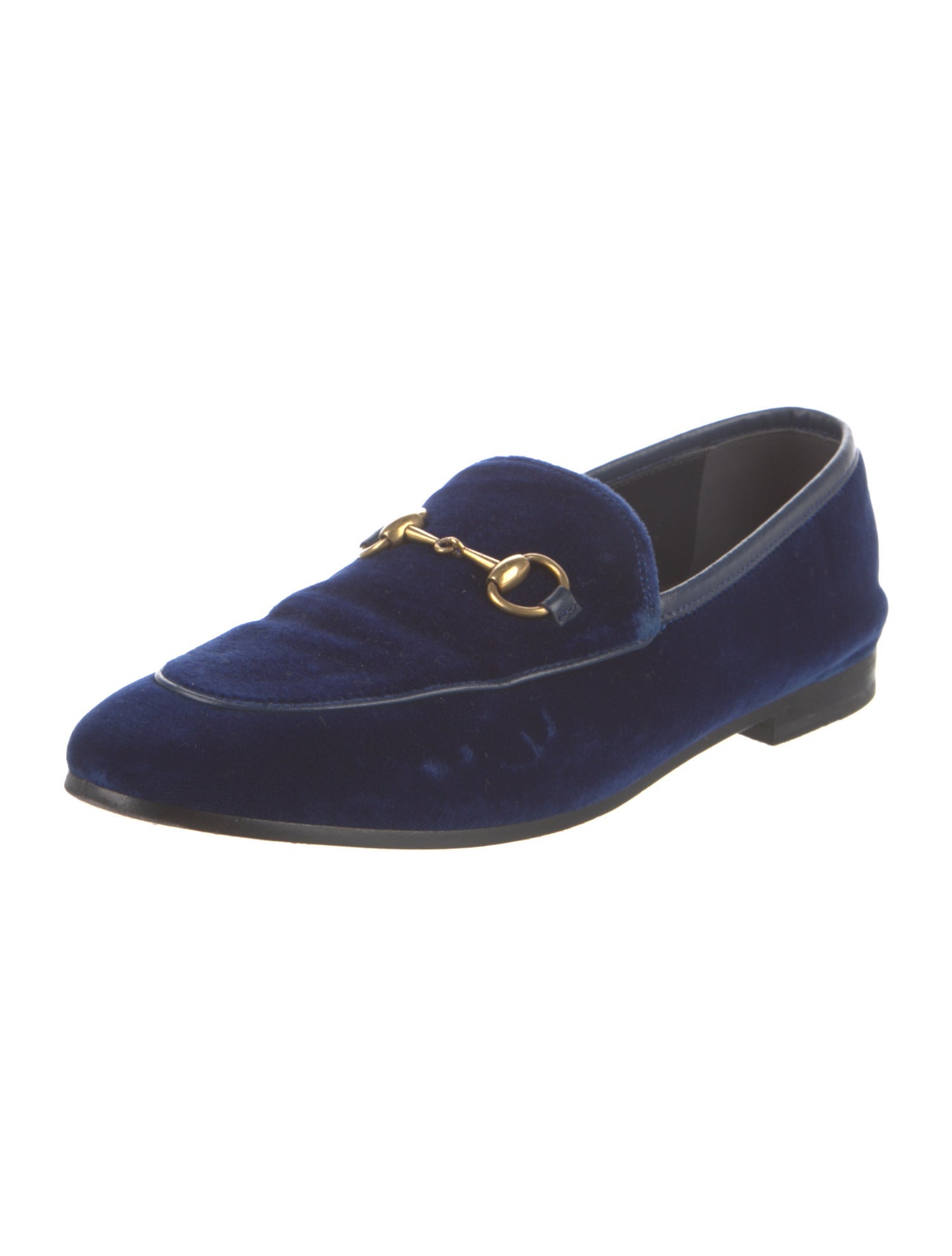Gucci Velvet Leather Trim Embellishment Loafers