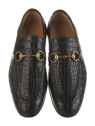 Gucci Horsebit Accent Crocodile Loafers