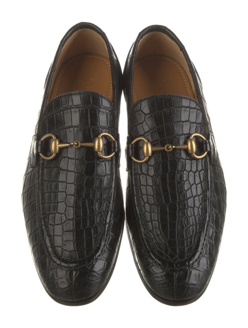 Gucci Horsebit Accent Crocodile Loafers