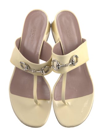 Gucci Horsebit Accent Patent Leather Slides