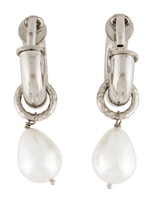 Gucci Faux Pearl Charm Hoop Earrings