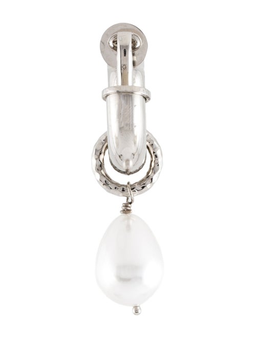 Gucci Faux Pearl Charm Single Hoop Earring