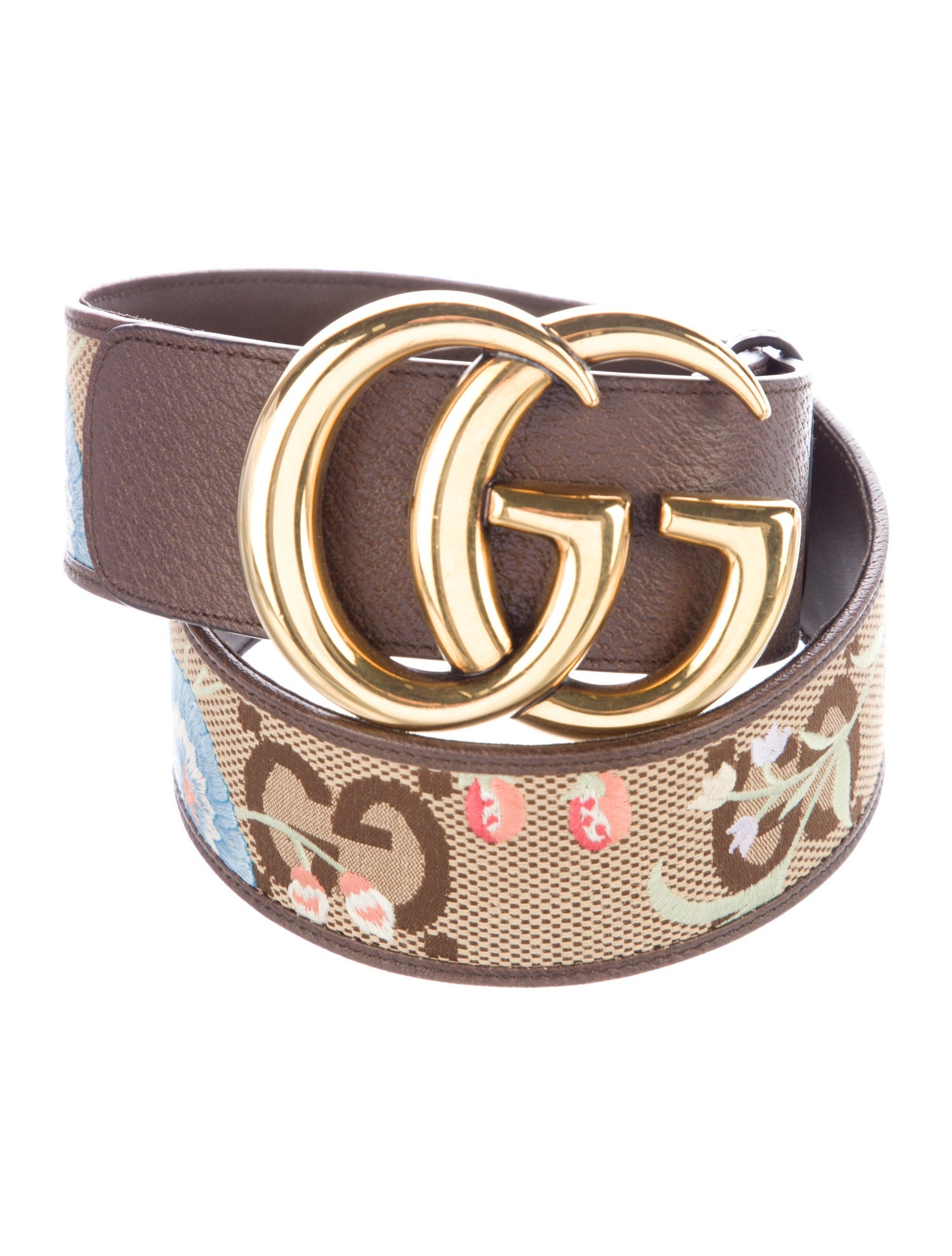 Gucci Double G Logo Embroidered Accent Belt