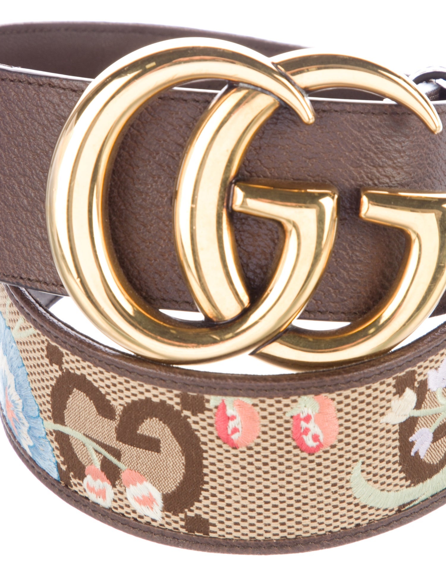 Gucci Double G Logo Embroidered Accent Belt