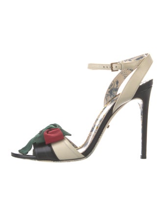 Gucci Web Accent Leather Sandals