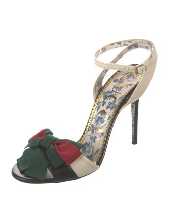 Gucci Web Accent Leather Sandals