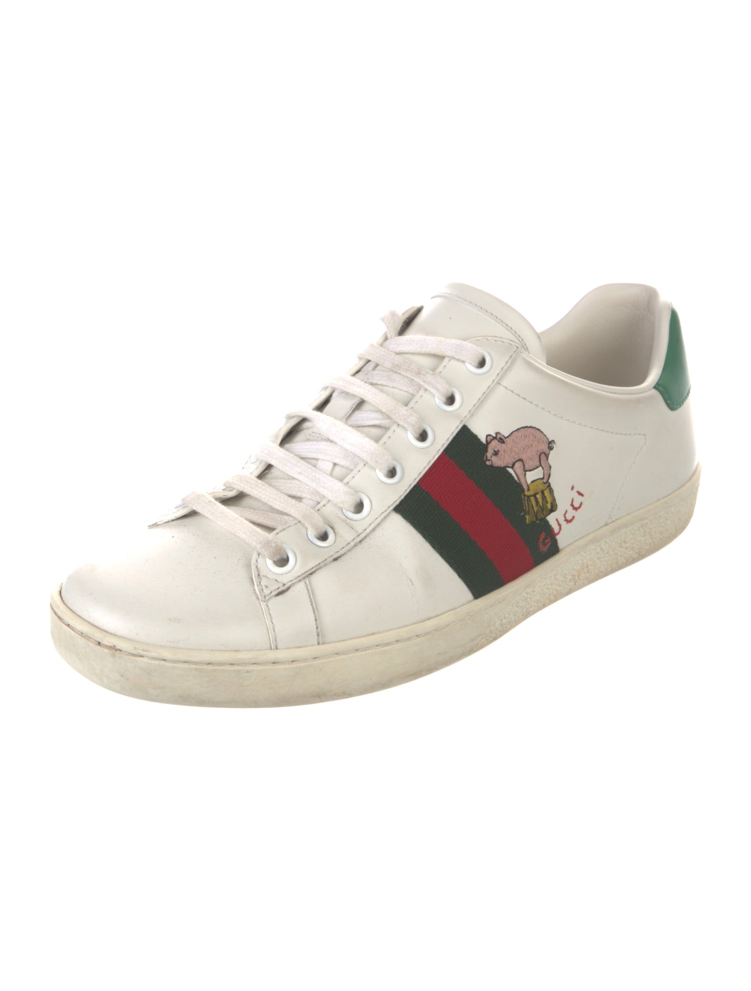 Gucci Web Accent Leather Sneakers