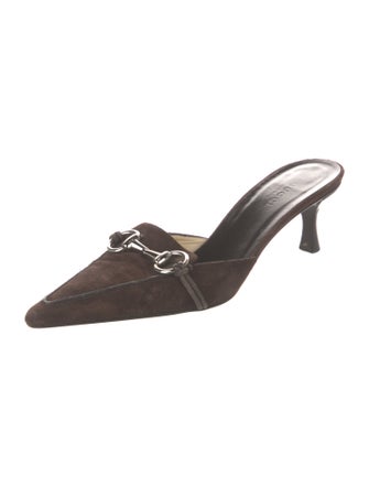 Gucci Horsebit Accent Suede Mules