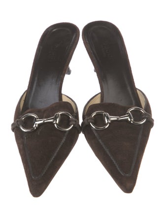 Gucci Horsebit Accent Suede Mules