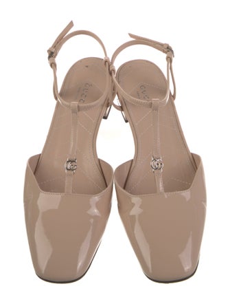 Gucci Double G Logo Patent Leather Slingback Flats
