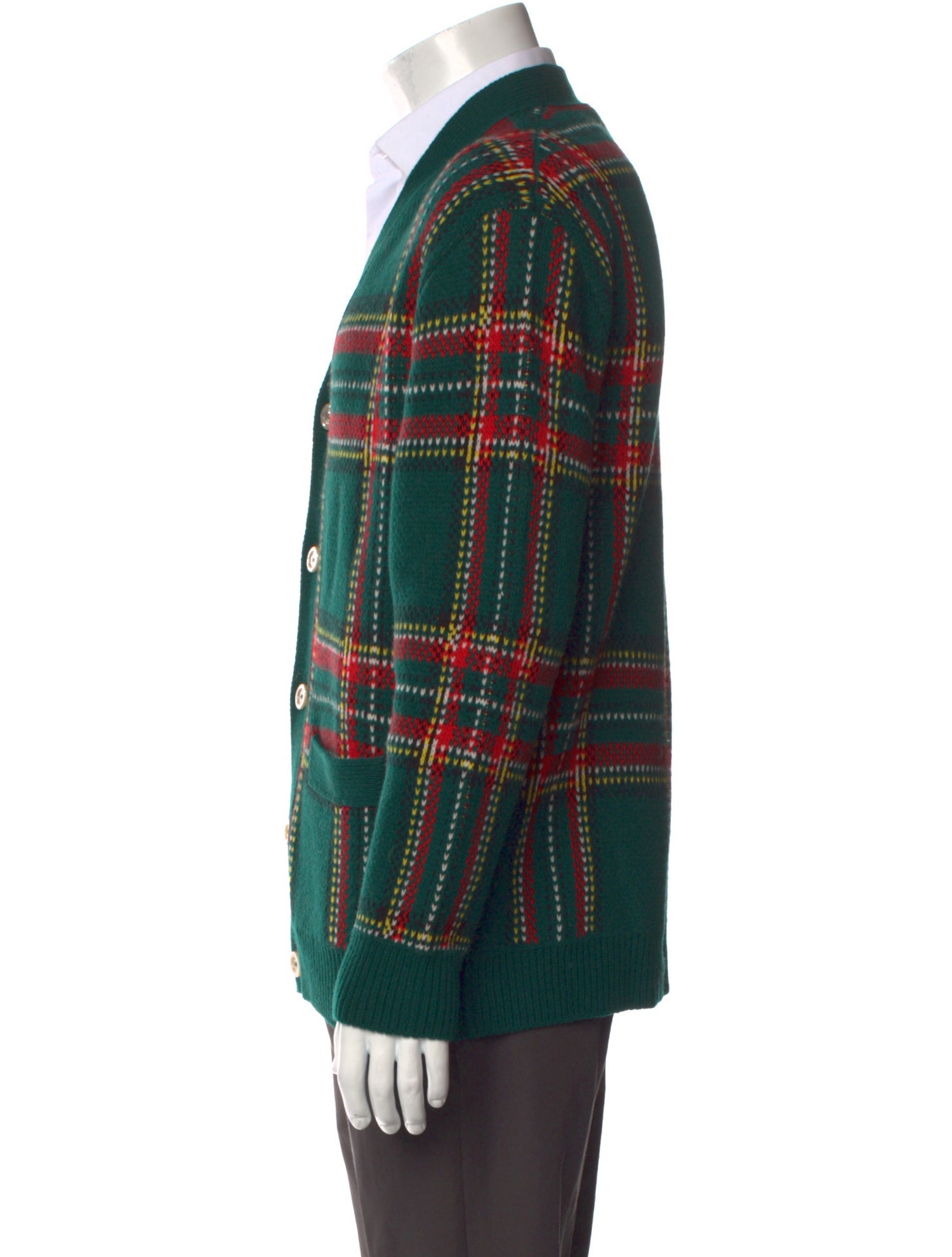 Gucci Wool Plaid Print Cardigan w/ Tags