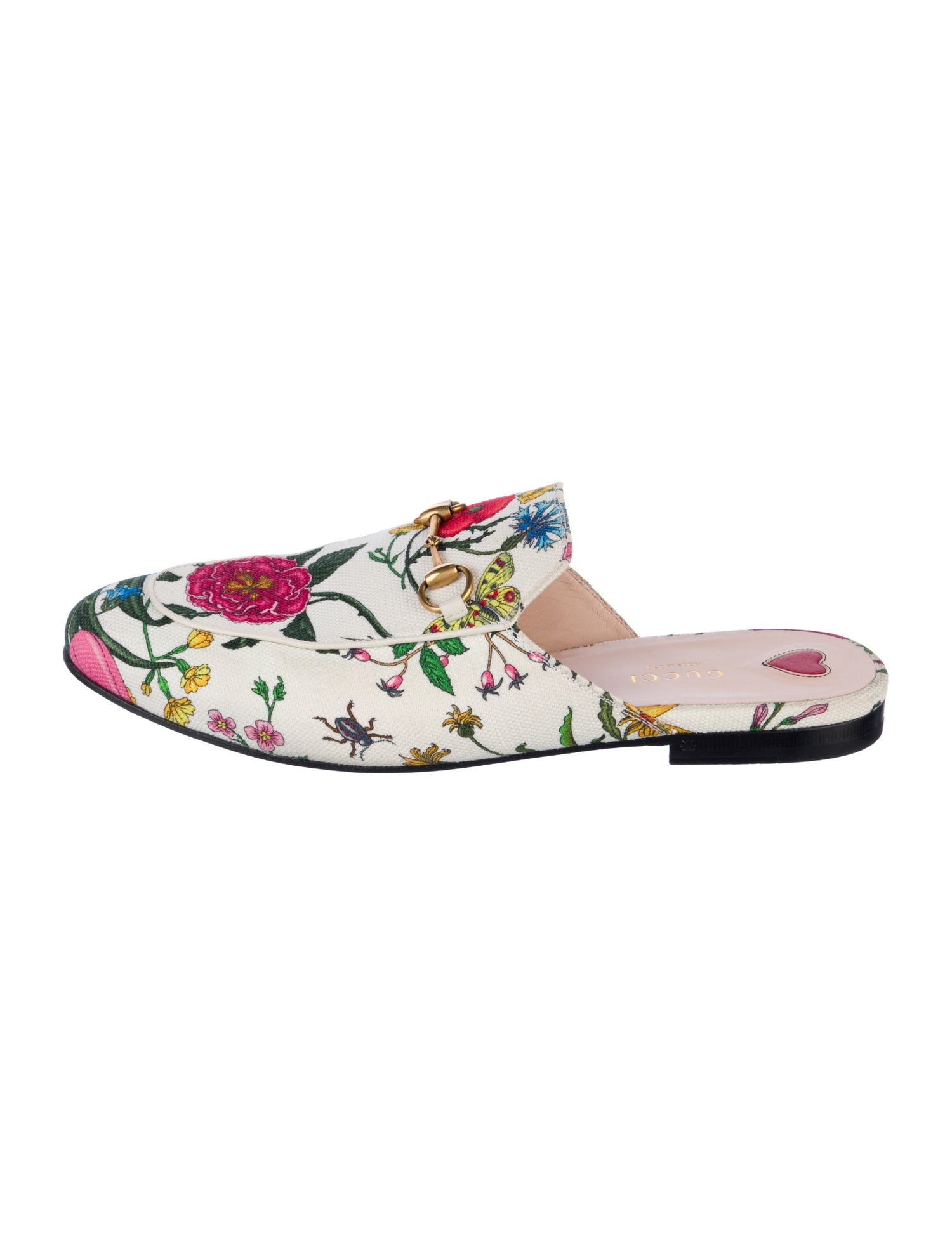 Gucci Flora Print Canvas Mules