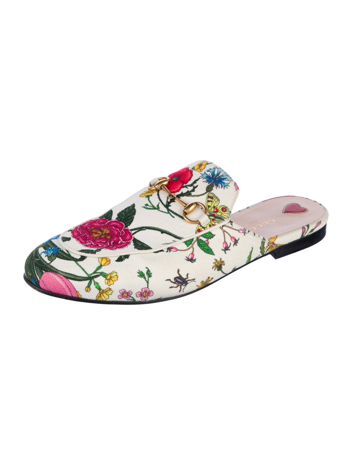 Gucci Flora Print Canvas Mules