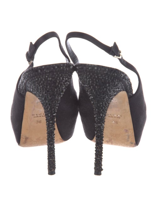 Gucci Satin Crystal Embellishments Slingback Sandals