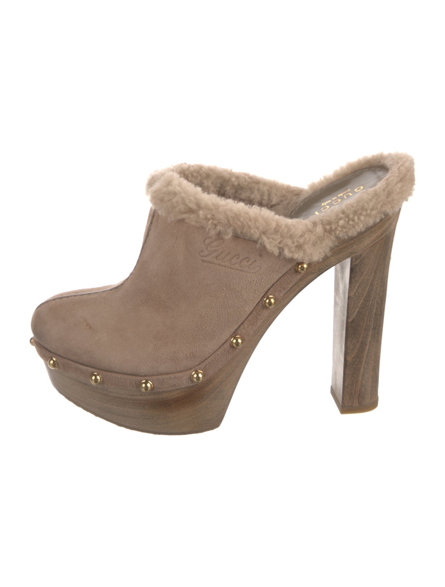 Gucci Suede Studded Accents Mules