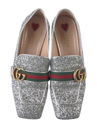 Gucci Web Accent Glitter Loafers