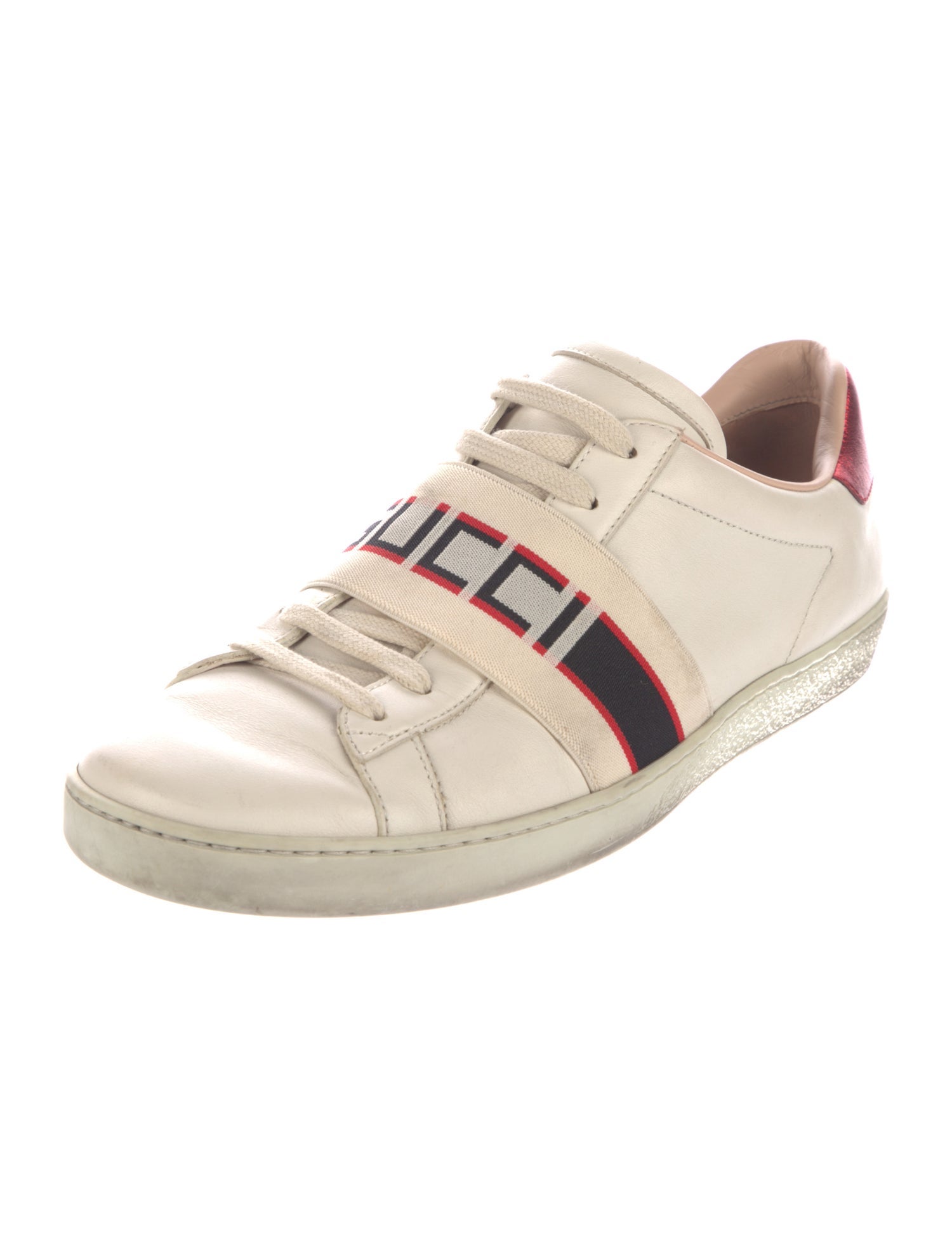 Gucci Web Accent Leather Sneakers
