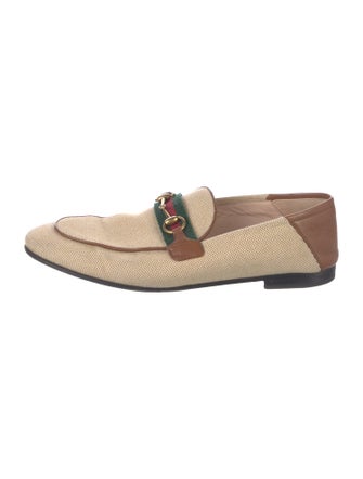 Gucci Web Accent Canvas Loafers