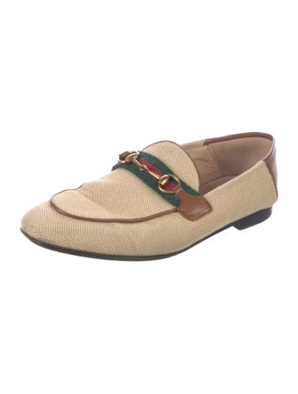 Gucci Web Accent Canvas Loafers