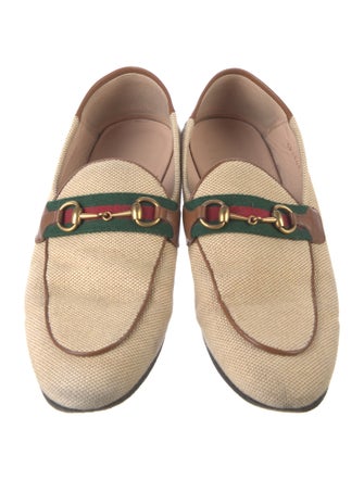 Gucci Web Accent Canvas Loafers
