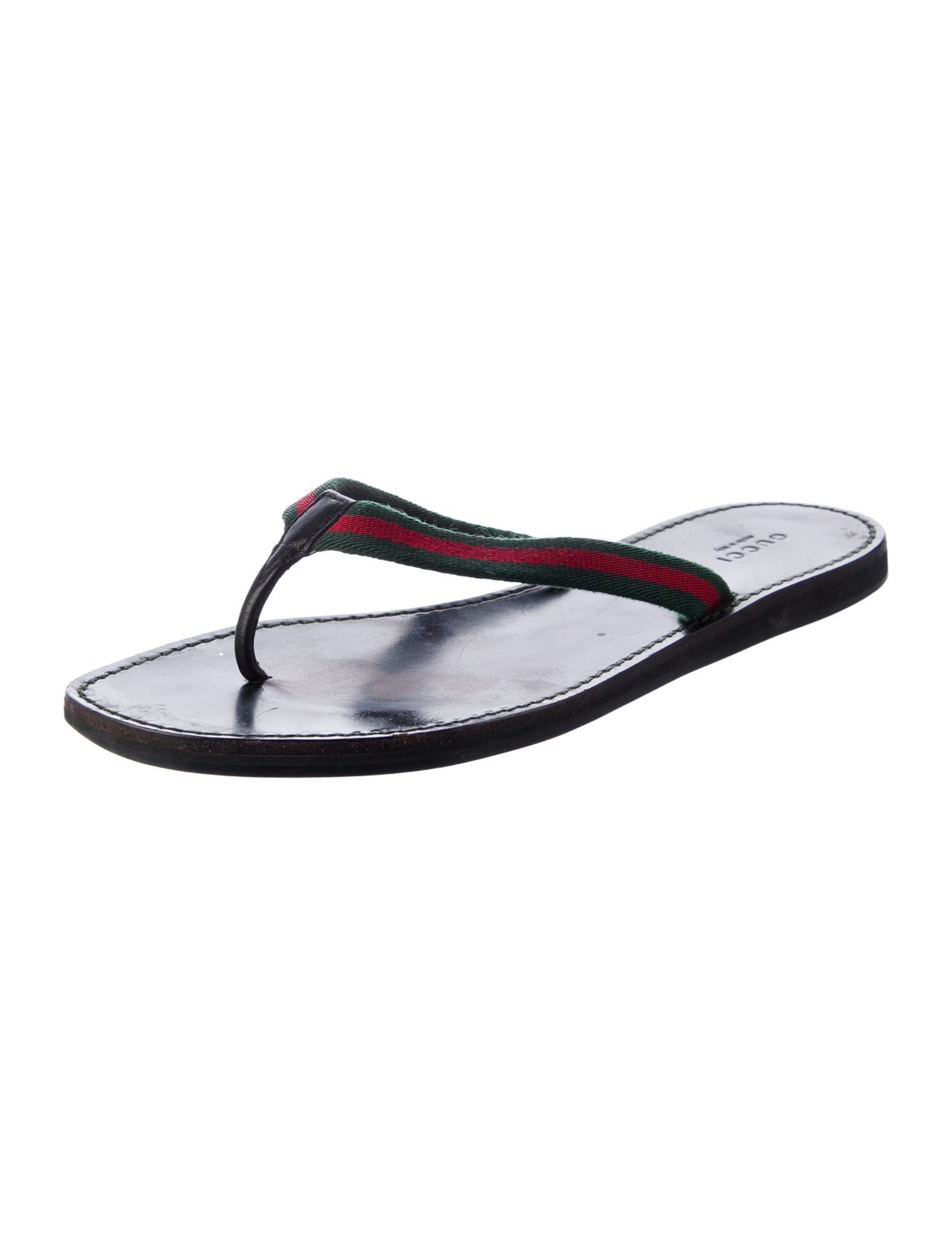 Gucci Vintage Web Accent Flip Flops